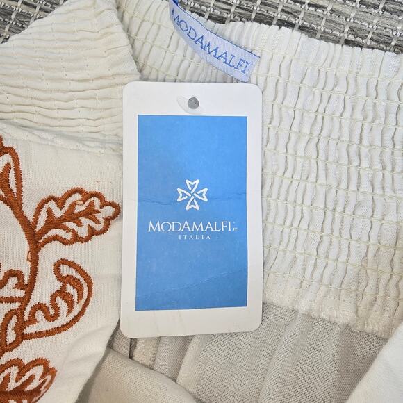 Modamalfi Wide Leg Palazzo Pants Womens Elastic Waist Band Embroidered Boho NEW - Picture 3 of 15